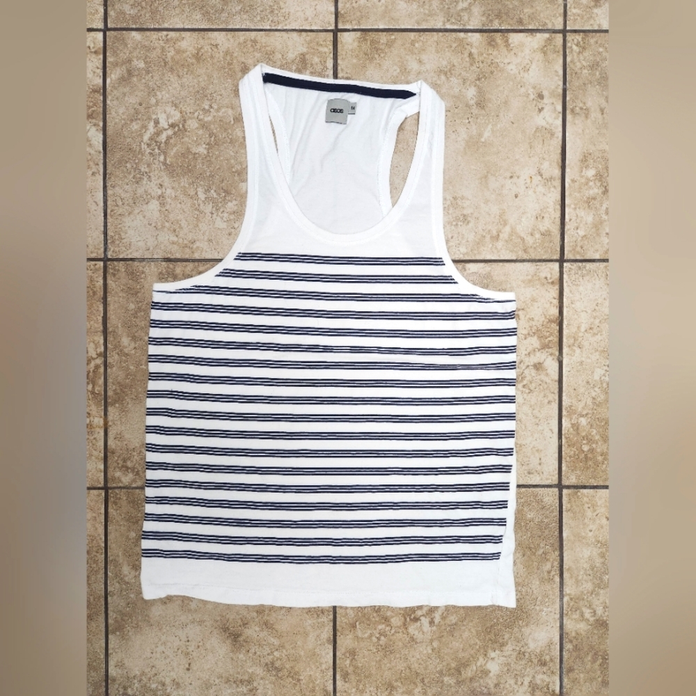ASOS Stripe Racerback‎ Tank top in Blue White size Medium